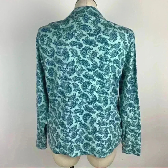 Lands end womens long sleeve top size L blue Paisley mock neck - Picture 4 of 9